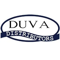 Duva Distributors logo featuring blue oval badge design for wholesale food distribution and commercial food supplier services.